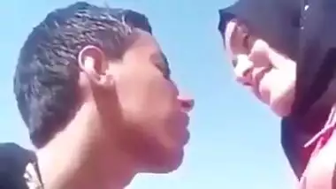 Arab Lovers Kissing Outdoor