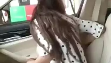 Huge Boobs in petrol pump