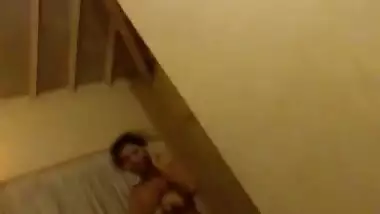Desi girlfriend caught topless in hotel room with boyfriend