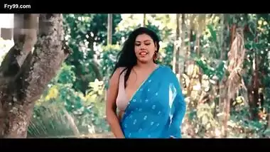 Barsha Banerjee in Blue Saree Flaunting Her Chubby Body