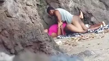 Indian blue film of a young couple enjoying outdoor sex on the beach