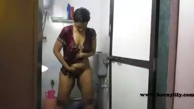 HornyLily taking a hot shower and shaking her big Indian ass