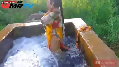 Punjabi sexy wife outdoor bath