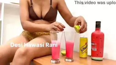 Indian wife enjoying drinks with her husband Part 1