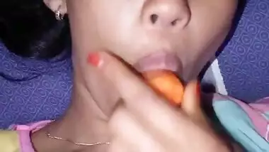 skinny girl masturbates with cucumber and carrot part 6