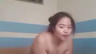 Meghalaya chubby girl riding dick of lover at home