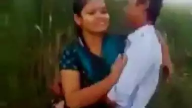 Indian desi college student kissing outdoor