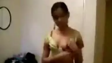 Cute girl stripping off her sari and showing off