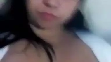 Indian girl licking boobs to arouse her man