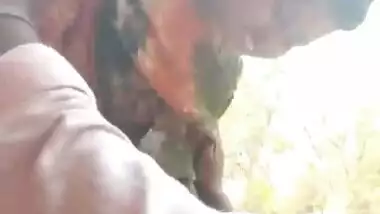 Desi girl riding dick of lover in jungle