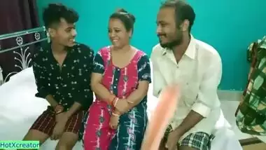 Hot Milf Aunty shared! Hindi latest threesome sex