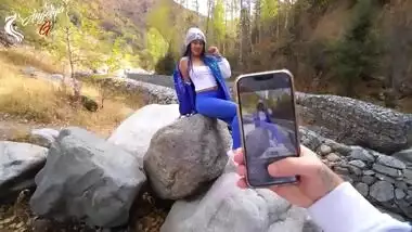Great blowjob in nature after a photo shoot of young tourists - AnGelya.G
