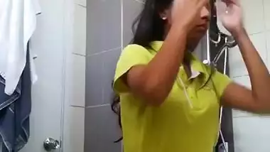 Cute Tamil girl stripping nude bathroom video