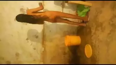 village girl bathing nude captured by lover