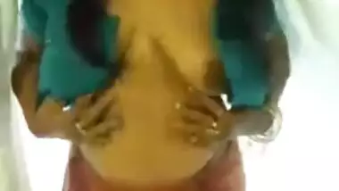 Desi wife shows boob & pussy taking dick on boob