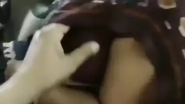 Desi bhabhi in saree allowing clege boy to play with her Boobs