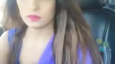 Sexy Babe Nikita Soni Yummy Cleavage and Hot Navel Show In Car