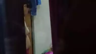 Sexy ass mom dress change caught by son from next room