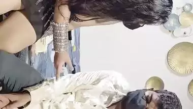 Masked Indian slut blindfold blowjob and hot sex