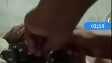 Guy reveals Desi girlfriend's tits to film porn video where he touches them