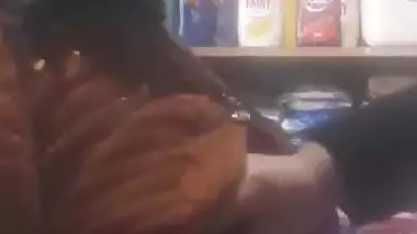 Desi Milf boobs Pressing by shopkeeper