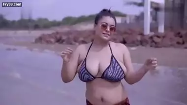 Nila in Hot Bikini Running on Beach and Jiggling Boobs