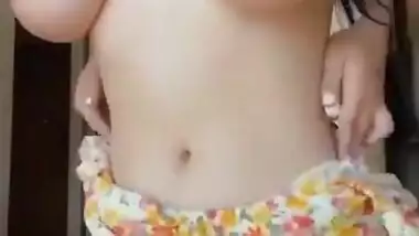 Horny beautiful girl showing her boobs and pussy
