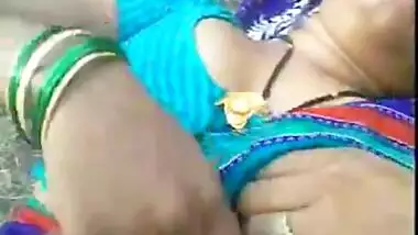 Mature Bhabhi In Sky Blue Sari - Movies.