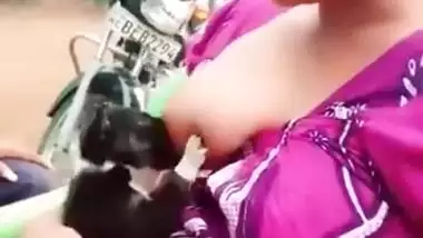 Puppy sucking milk from a desi wife’s boobs directly tiktok video