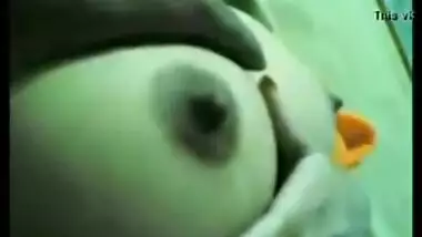 Desi girl’s boobs pressed by her jija
