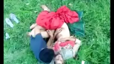 Indian MILF on green grass in outdoor sex
