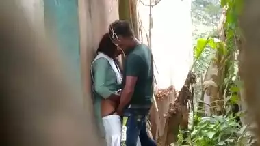 Desi whore spends time with stepson's XXX tool in pussy outdoors