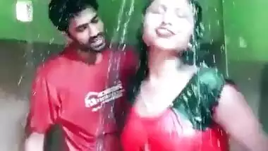 Desi couple bath together