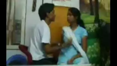 Indian young village girl with lover front of cam